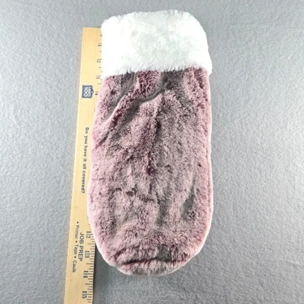 Ugg‎ Dawson Cabernet Colored Wine Bottle Holder Gift Bag Faux Fur Pom Poms NWOT
